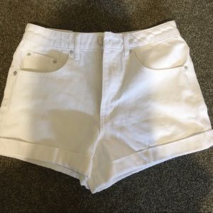 forever 21 white denim high rise shorts